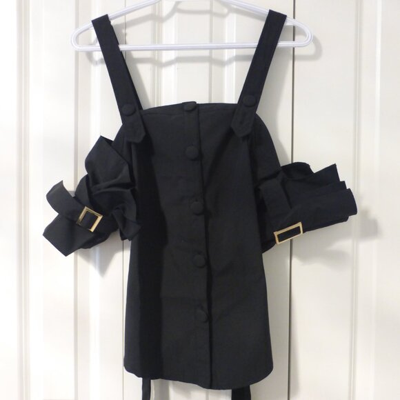 TEA & CUP black cuffed sleeves button up top - Picture 3 of 12